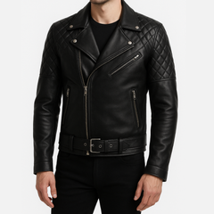 Quilted Shoulder Biker Jacket
